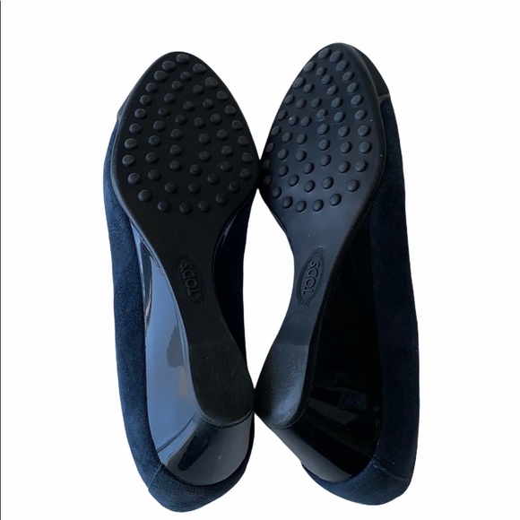Tod’s Blue Suede Almond-Toe Demi-Wedge in size 5 - Picture 8 of 8